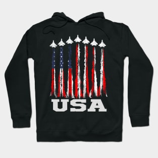 Fighter Jet Airplane USA Flag 4th Of July Patriotic Hoodie